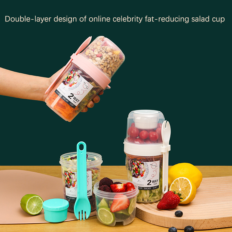 Bento Box Two Tier - Colazione Frutta Avena Iogurt Insalata Tazza